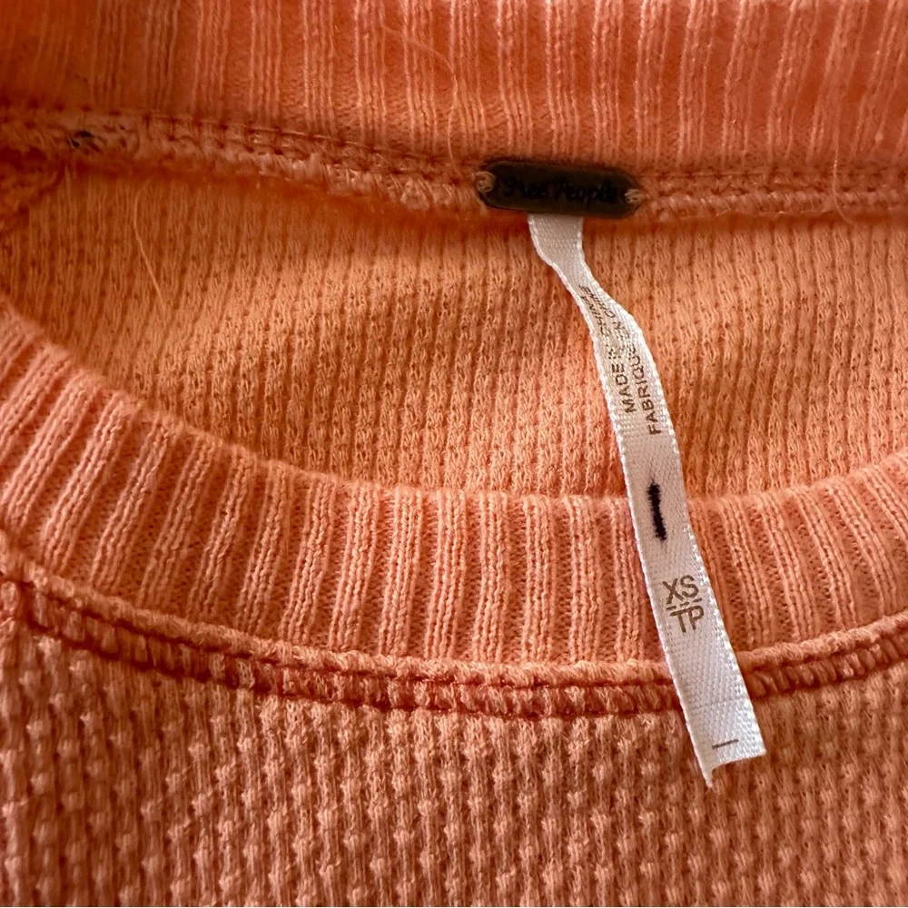 Free People in The Mix Cuff Thermal Boho Top, Desert Orange Combo NWOT Size‎ XS